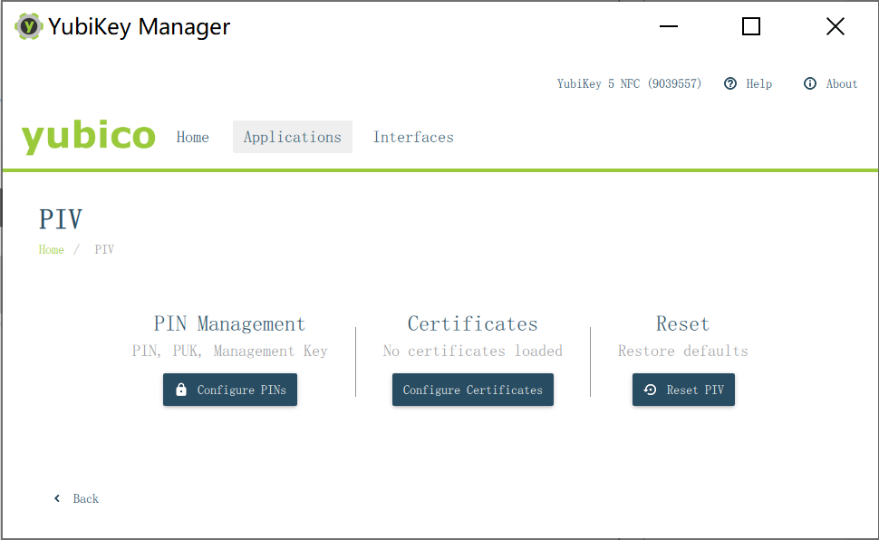 YubiKey Manager / PIV